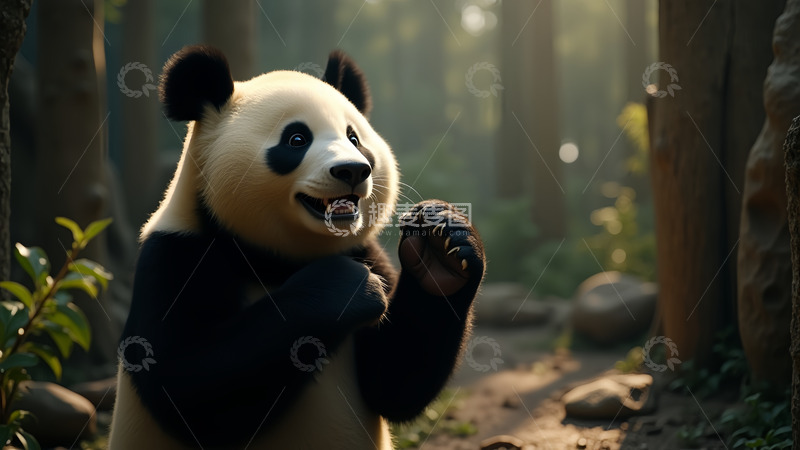 高清大图下载【趣麦麦图】大熊猫黑色白色