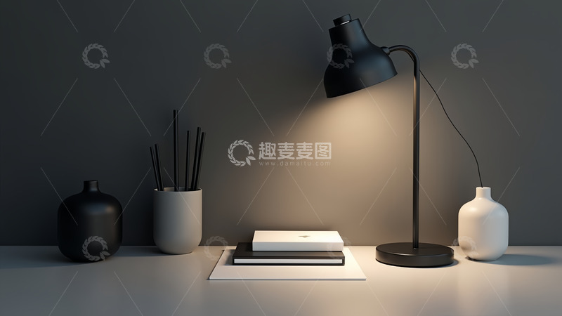 高清大图下载【趣麦麦图】桌子台灯瓶子