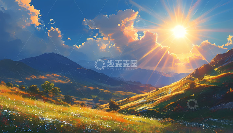 高清大图下载【趣麦麦图】白云小花阳光