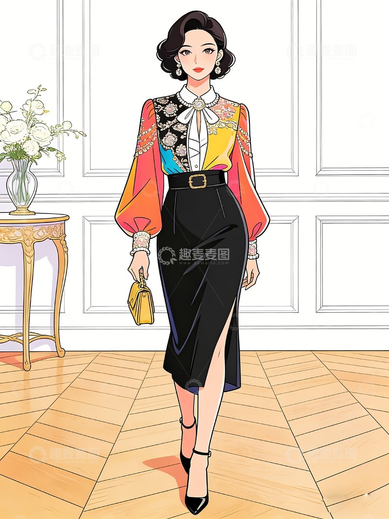 高清大图下载【趣麦麦图】一位时尚打扮的名媛