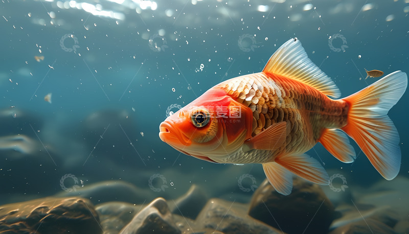 高清大图下载【趣麦麦图】金鱼河水黄色