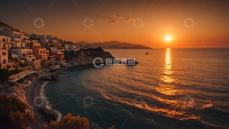 高清大图下载【趣麦麦图】黄昏落日沿岸