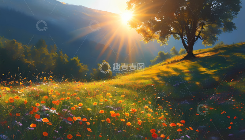高清大图下载【趣麦麦图】小花阳光树叶