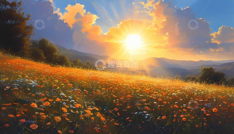 高清大图下载【趣麦麦图】乌云小花阳光