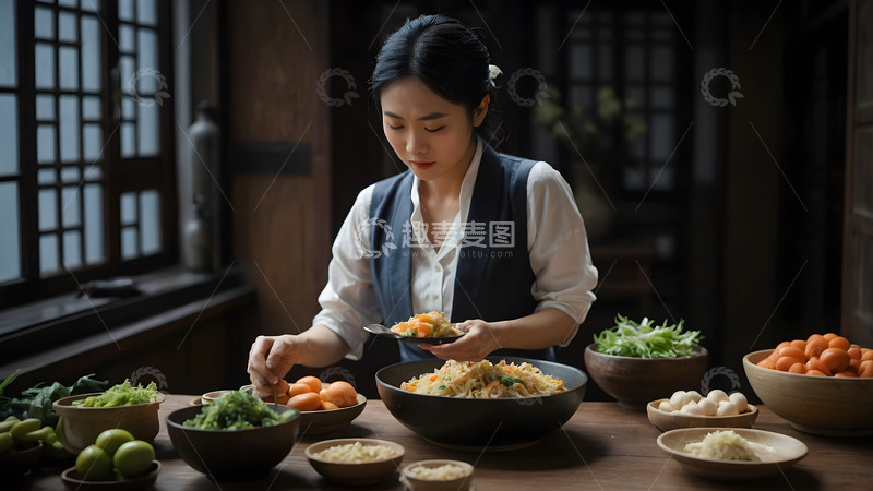 高清大图下载【趣麦麦图】室内美食调制