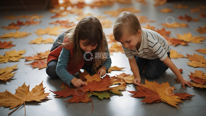 高清大图下载【趣麦麦图】秋天下的桐叶