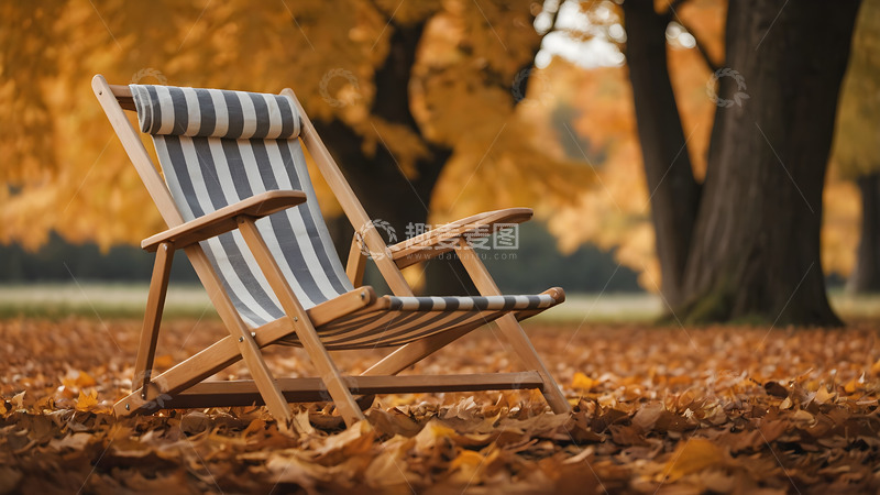 高清大图下载【趣麦麦图】落叶金秋的摇椅