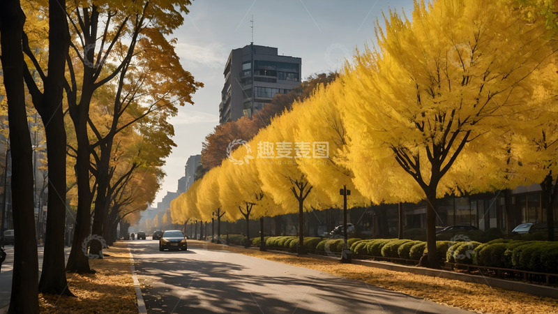 高清大图下载【趣麦麦图】金秋道路上的公路