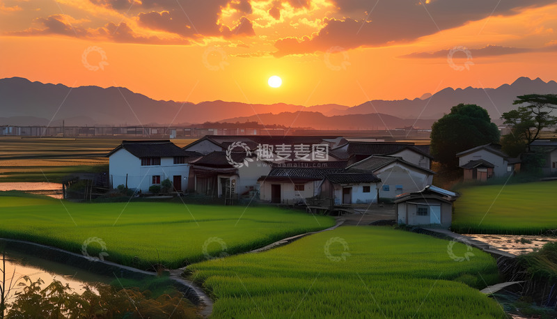 高清大图下载【趣麦麦图】农村夕阳阳光