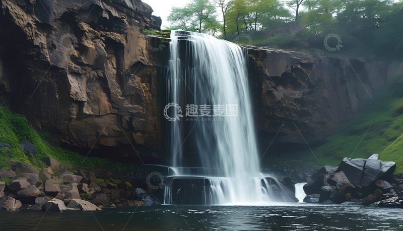 高清大图下载【趣麦麦图】流水瀑布大山