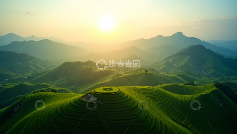 高清大图下载【趣麦麦图】梯田水稻阳光