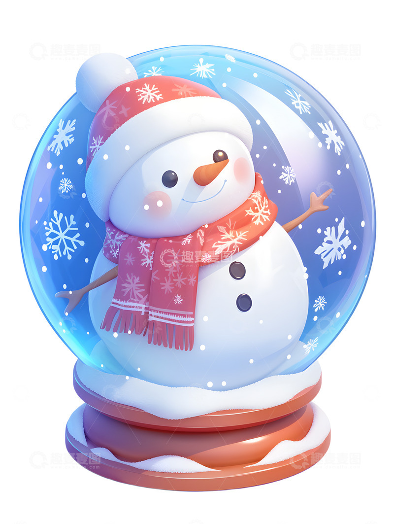 高清大图下载【趣麦麦图】可爱得雪人水晶球