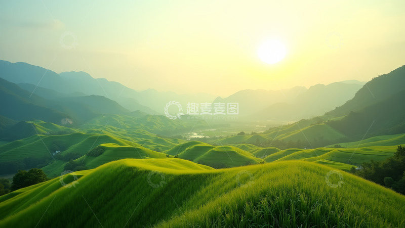 高清大图下载【趣麦麦图】高山阳光梯田