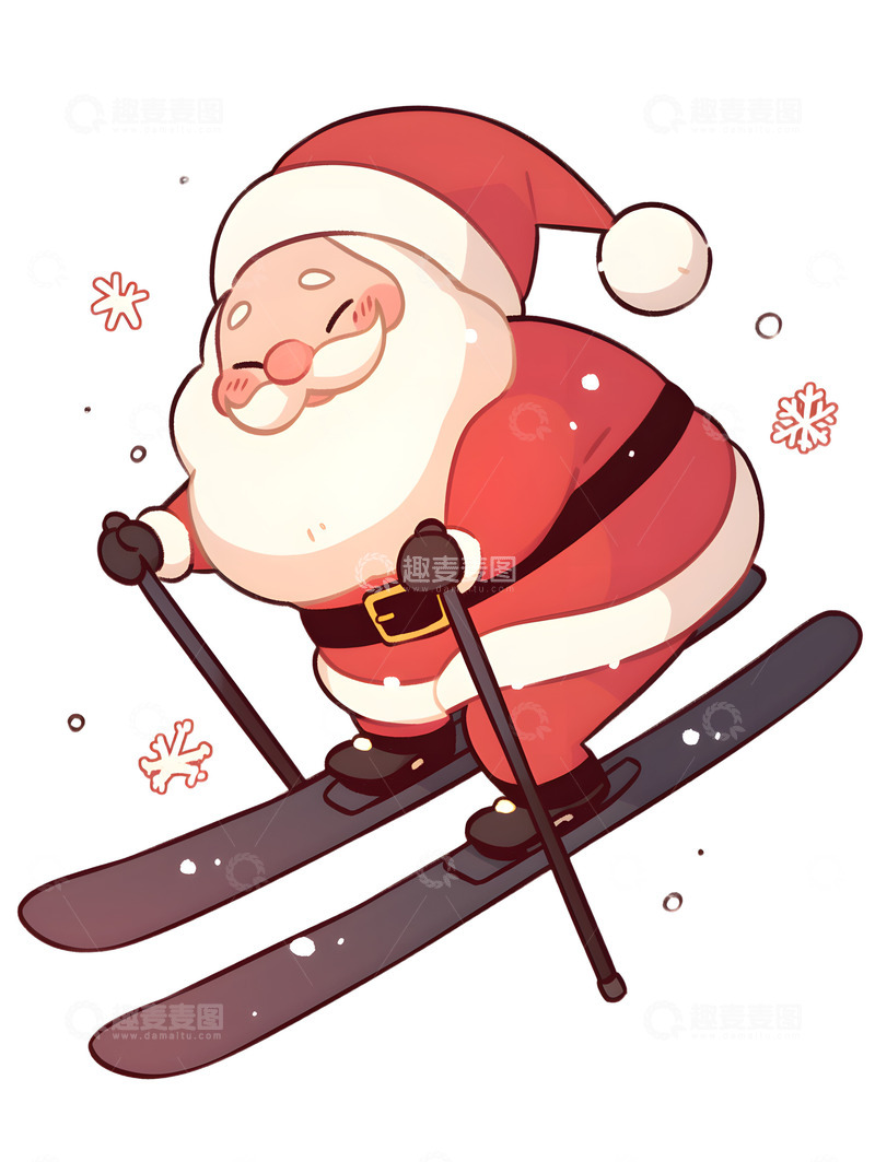 高清大图下载【趣麦麦图】卡通圣诞老人滑雪