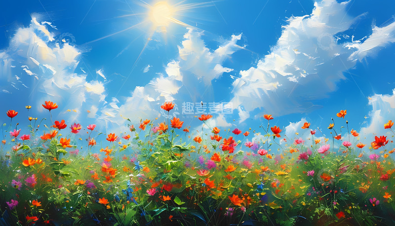 高清大图下载【趣麦麦图】小花白云天空