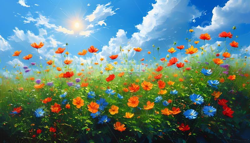 高清大图下载【趣麦麦图】白云花儿蓝色