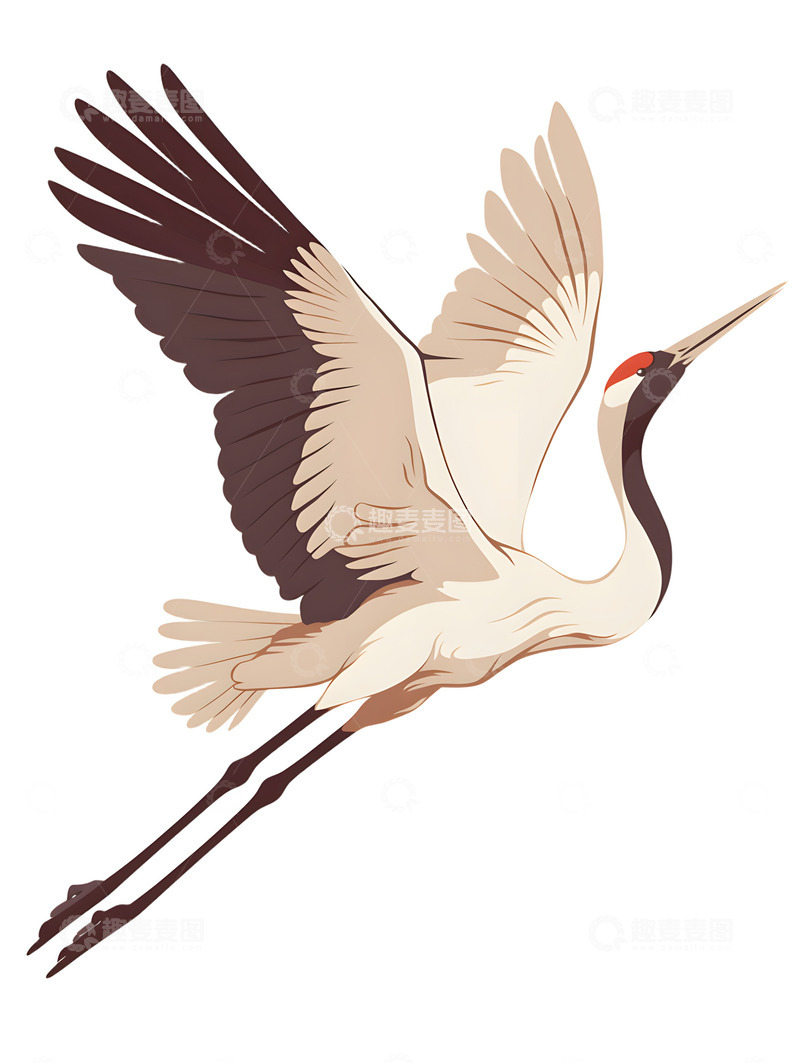 高清大图下载【趣麦麦图】飞翔的飞鹤卡通飞鸟