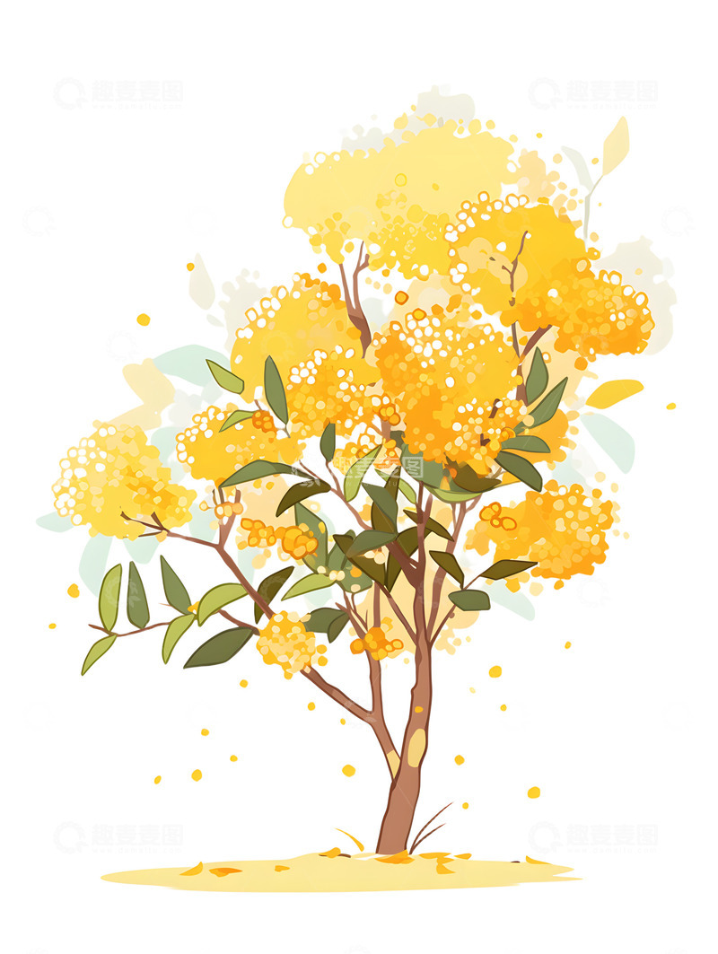 高清大图下载【趣麦麦图】卡通桂花花卉花朵