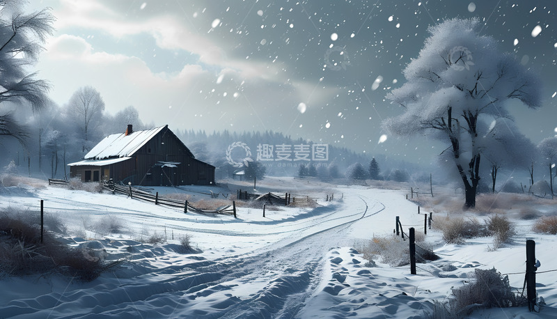 高清大图下载【趣麦麦图】飘雪雪花冬天
