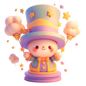 卡通可爱的小魔法师玩具