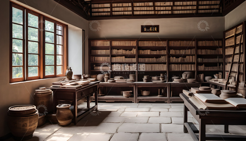 高清大图下载【趣麦麦图】传统的书房摆设