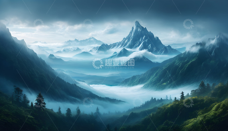 高清大图下载【趣麦麦图】大山萦绕的雾气