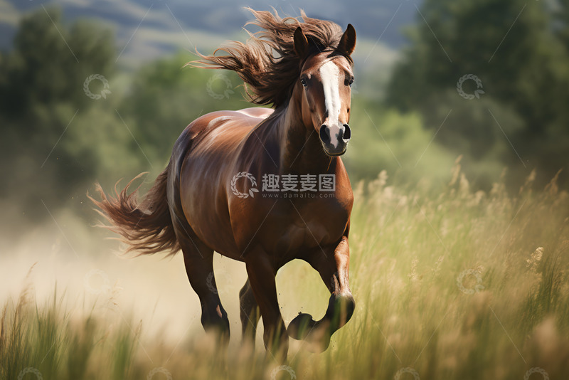 高清大图下载【趣麦麦图】奔跑的一匹骏马
