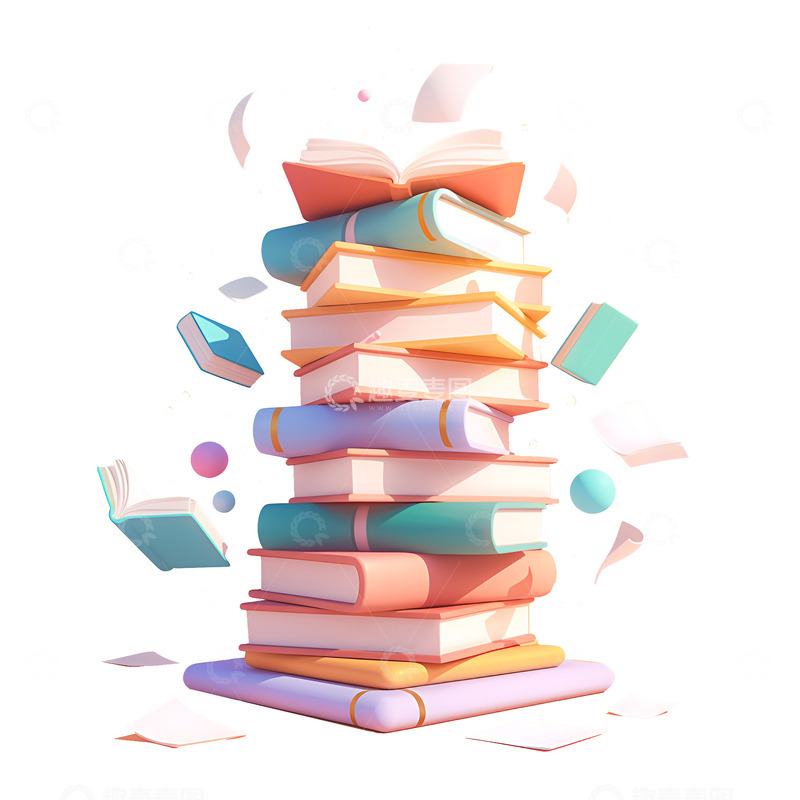 高清大图下载【趣麦麦图】卡通一摞书籍