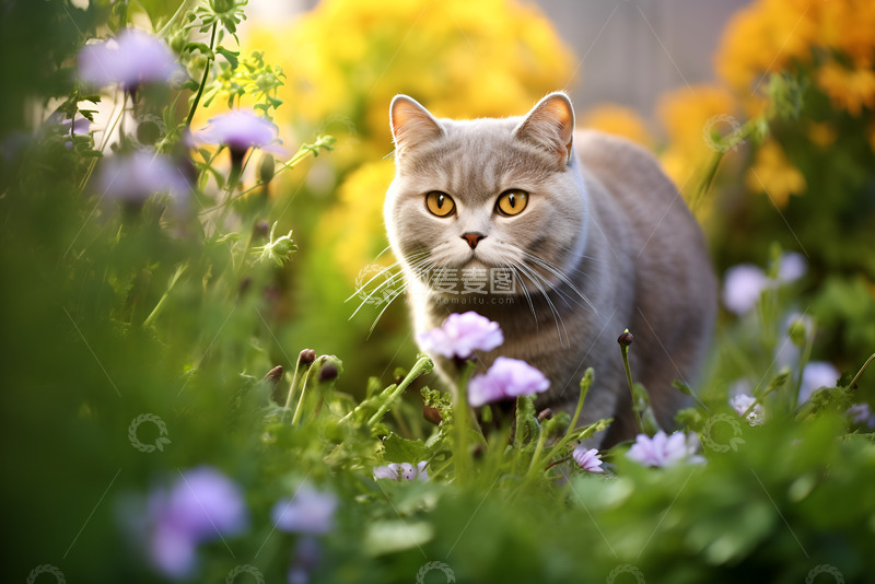 高清大图下载【趣麦麦图】草地上的布偶猫