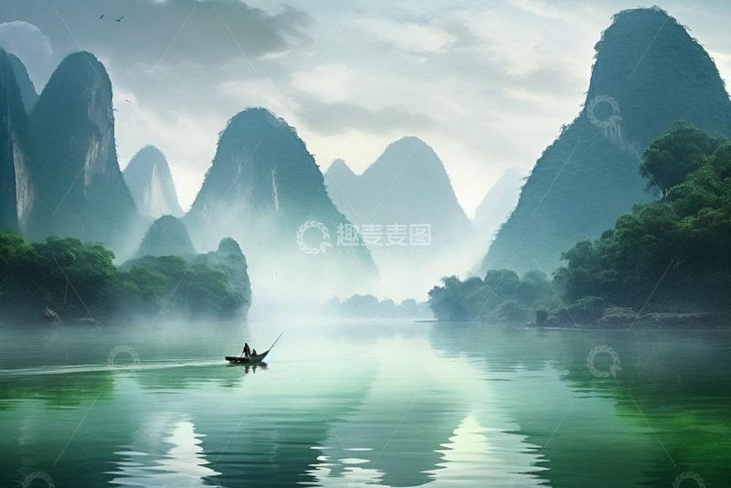 高清大图下载【趣麦麦图】群山绿水江河