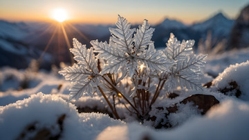 阳光冰冻枯叶寒