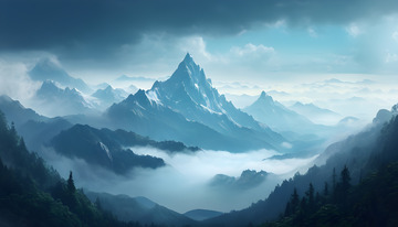山顶高处的雾气