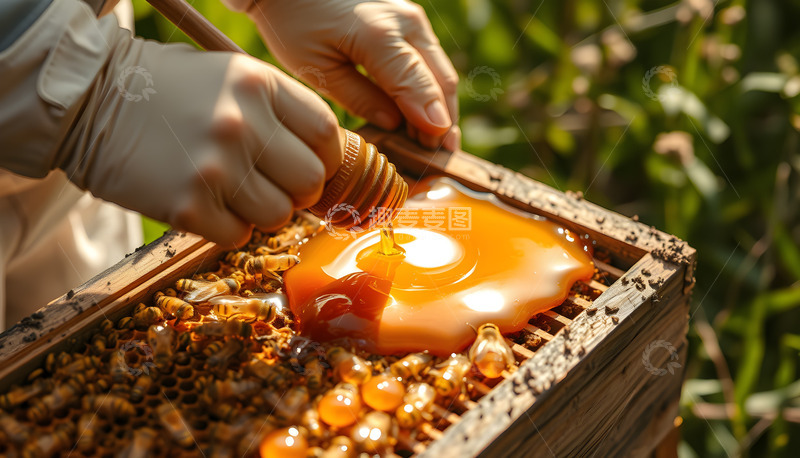 高清大图下载【趣麦麦图】蜂蜜的采收工作