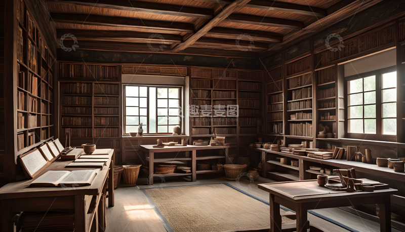 高清大图下载【趣麦麦图】满屋的古籍书房