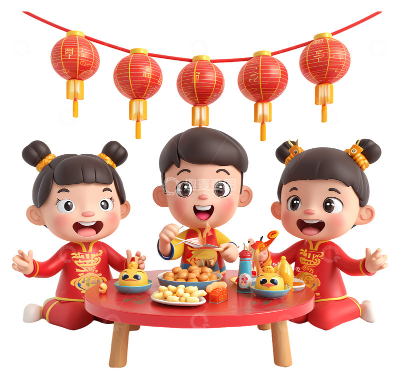 高清大图下载【趣麦麦图】过年吃席元素