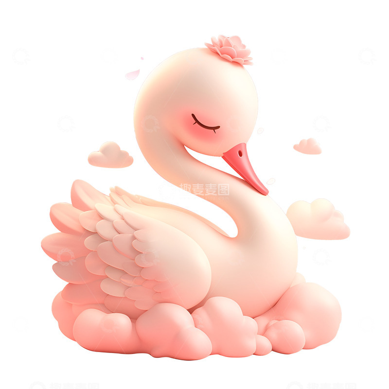 高清大图下载【趣麦麦图】卡通简约白色的天鹅