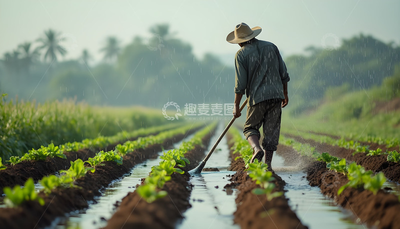 高清大图下载【趣麦麦图】雨后的农田排水