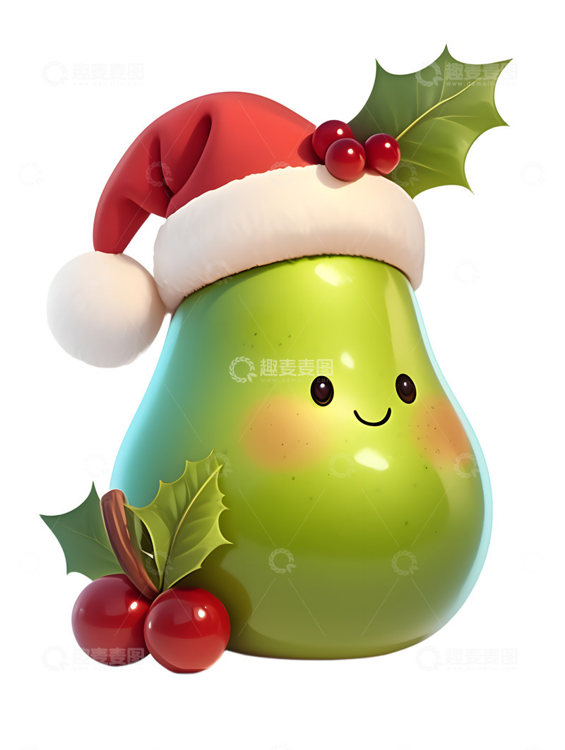 高清大图下载【趣麦麦图】卡通圣诞节梨子鸭梨