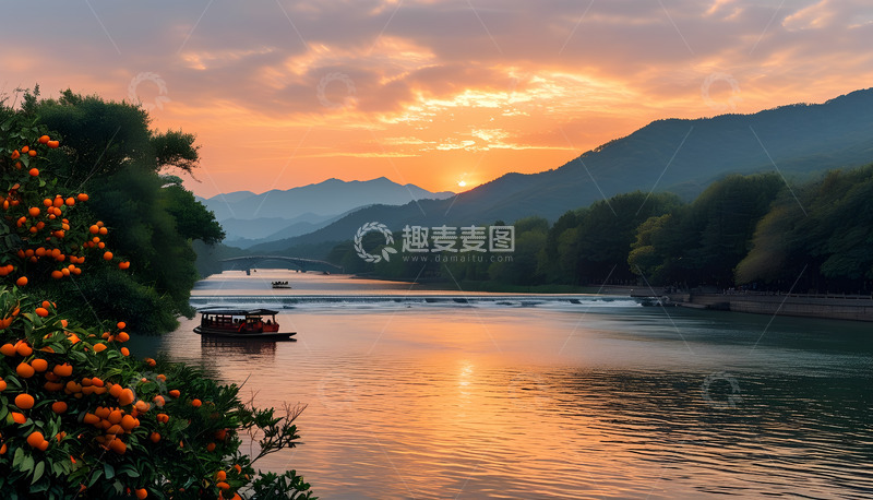 高清大图下载【趣麦麦图】夕阳水果大山