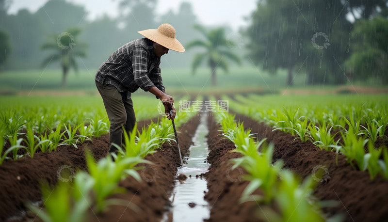 高清大图下载【趣麦麦图】排水的农耕生活