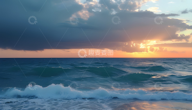 高清大图下载【趣麦麦图】海浪乌云海水