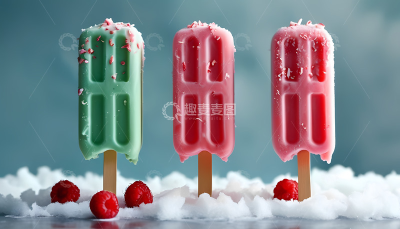 高清大图下载【趣麦麦图】绿色冰棍雪糕