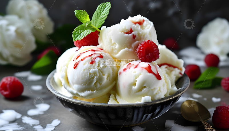 高清大图下载【趣麦麦图】雪糕水果圆球