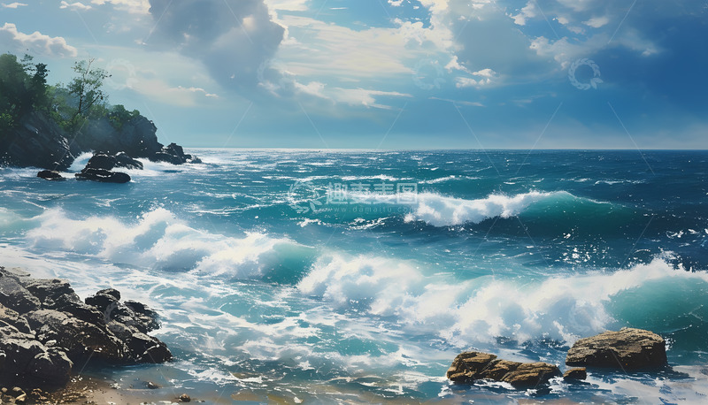 高清大图下载【趣麦麦图】浪花海浪天空
