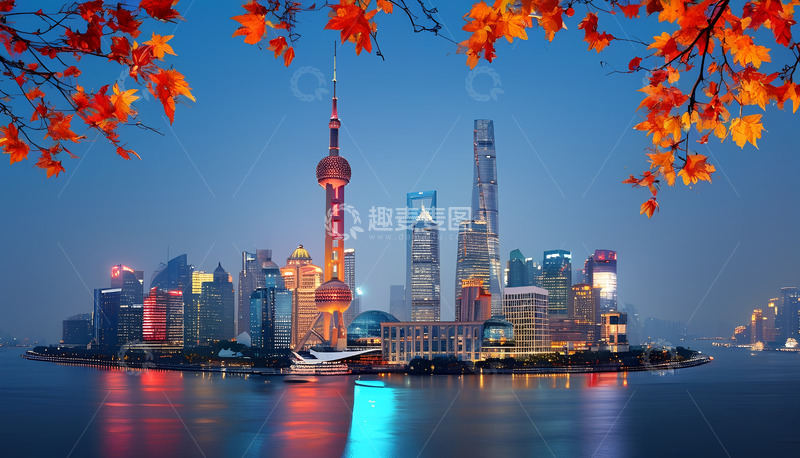 高清大图下载【趣麦麦图】晚上上海河水