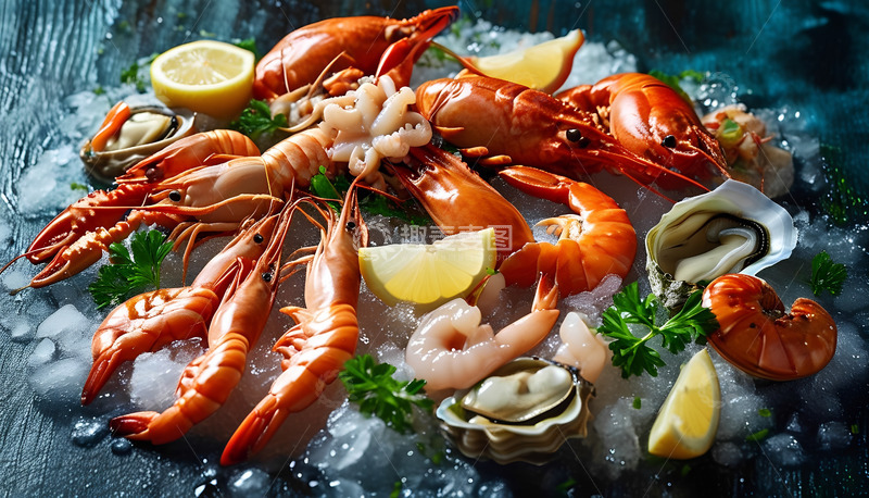 高清大图下载【趣麦麦图】柠檬海鲜大虾