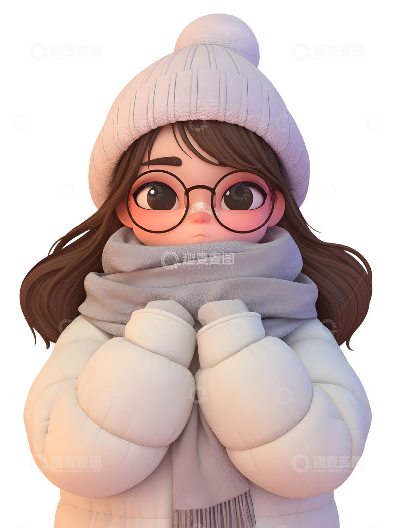 高清大图下载【趣麦麦图】冬季女生卡通头像
