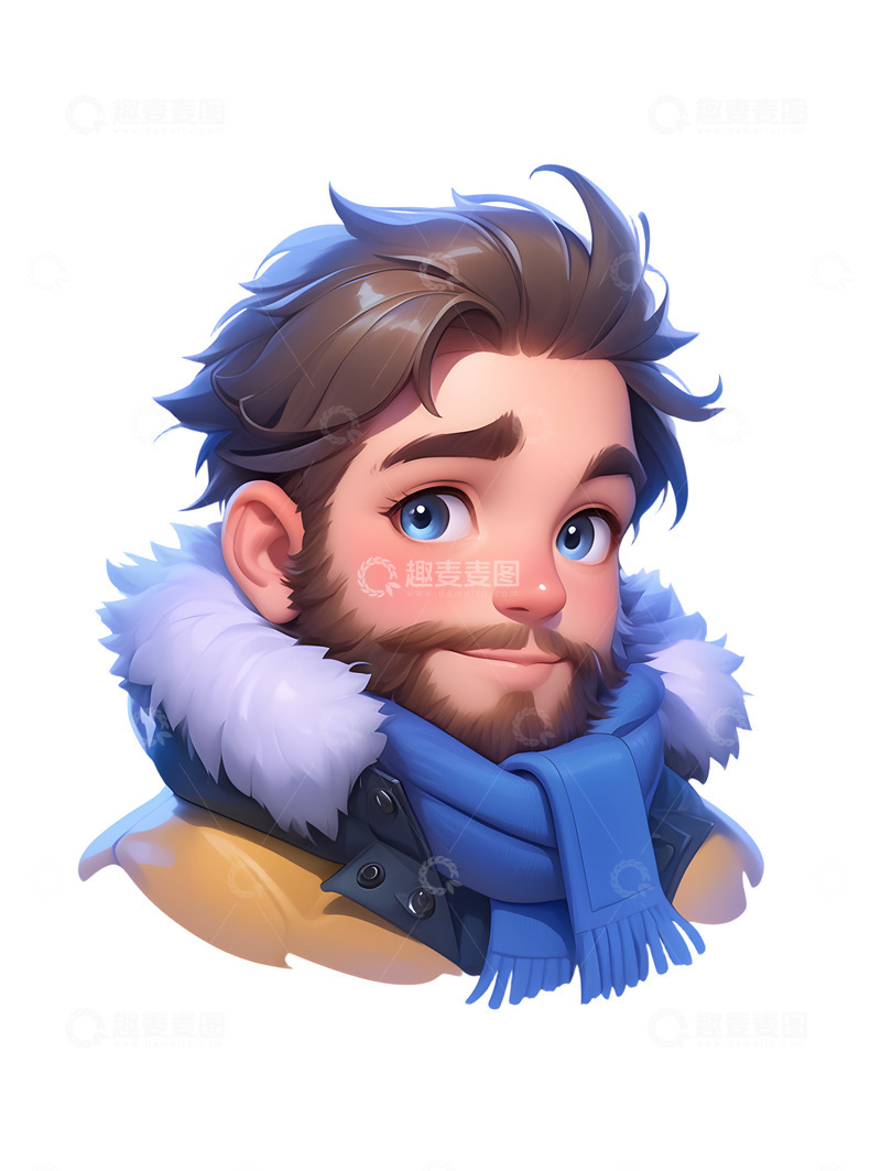 高清大图下载【趣麦麦图】卡通冬季中年男士图标头像