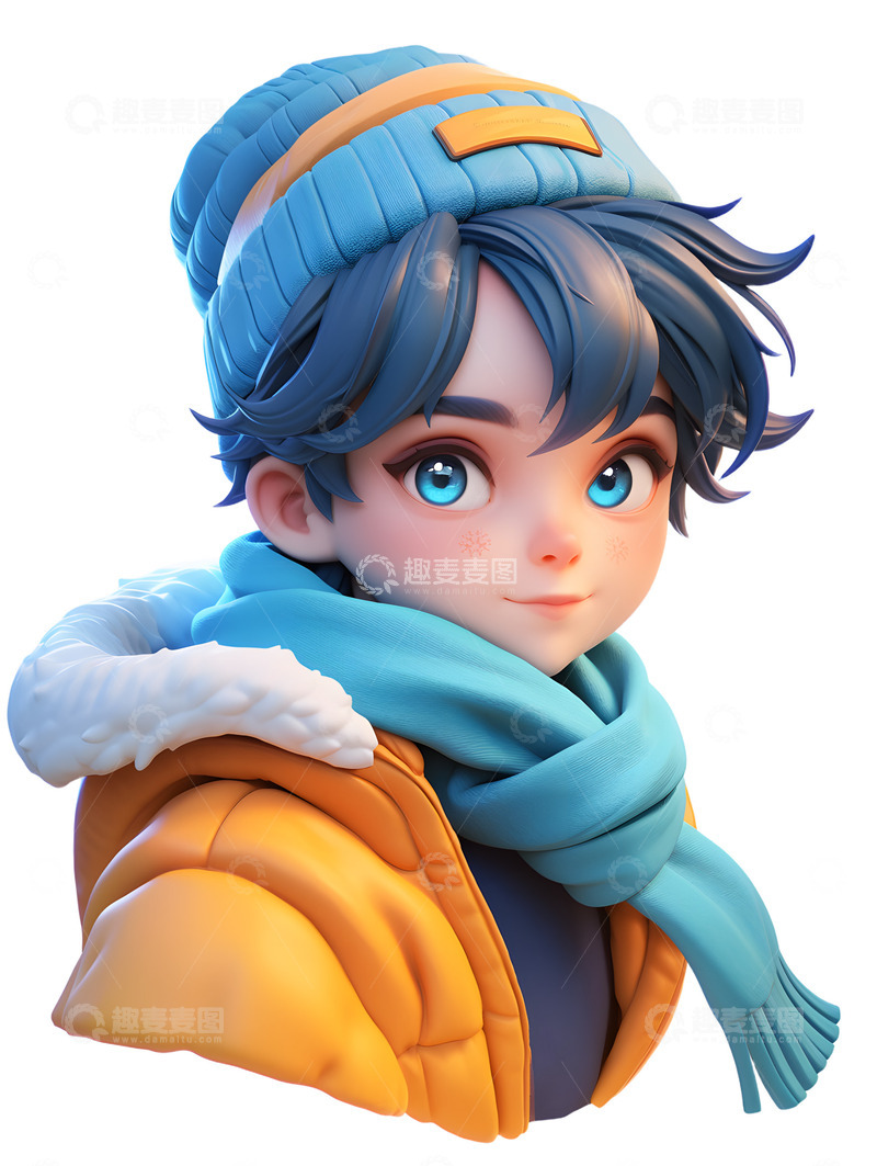 高清大图下载【趣麦麦图】卡通时尚男士头像冬季