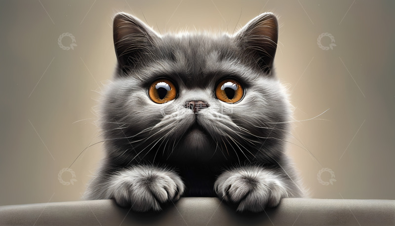 高清大图下载【趣麦麦图】猫咪小猫灰色